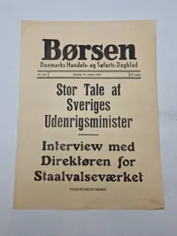 Original ww2 spiseseddel fra Børsen