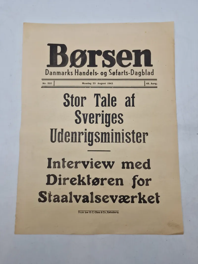 Original ww2 spiseseddel fra Børsen