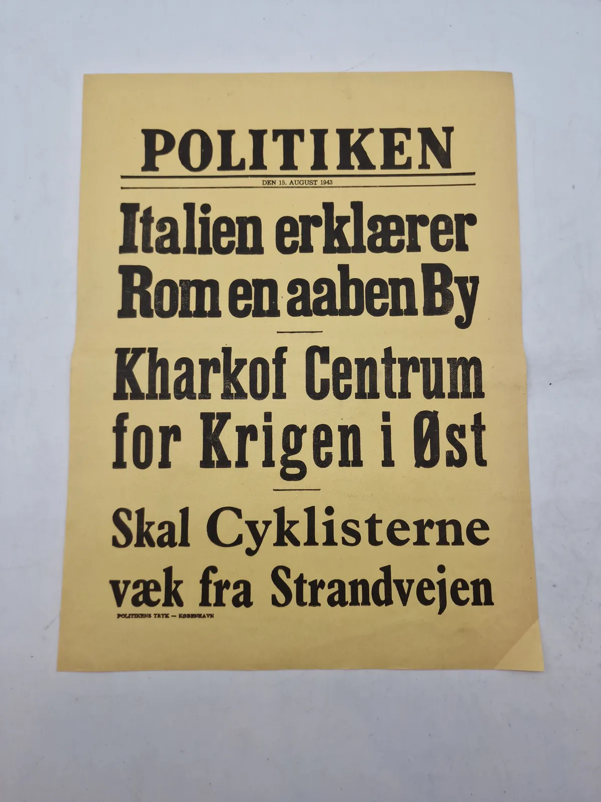 Original ww2 spiseseddel fra politikken