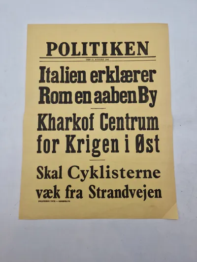 Original ww2 spiseseddel fra politikken