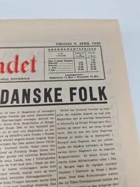 Original avis - Danmarks besættelse 9 april 1940