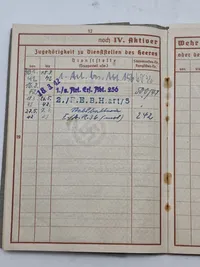 Originalt Heer wehrpas med indtegnelse fra Abwehr spionage mm.