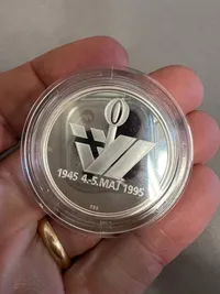 Original minde medalje 1945-1995 af 999 sølv