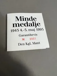 Original minde medalje 1945-1995 af 999 sølv