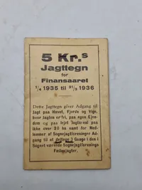 Originalt jagttegn for året 1935-36