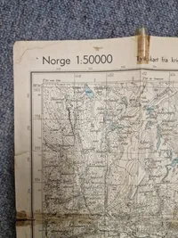 Originalt krigskort over Norge