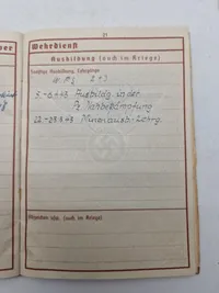 Originalt lot på falden tysk soldat, bl.a. med solbuch og urkunde