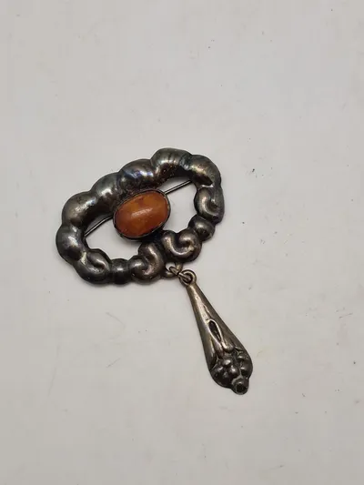 Original sølv broche fra 1920’erne - 830 sølv Skønvirke
