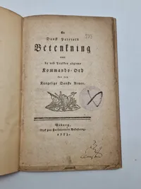 En Dansk Patriots betænkning
 over de ved Trykken udgivne Kommando Ord for den Kongelige Danske Armee - 1773