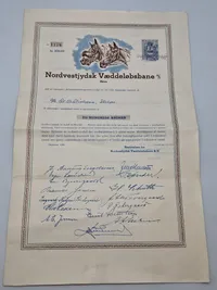 Original 200 krone aktie fra Nordvestjysk vædeløbsbane
