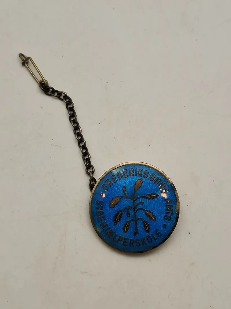 Original nål fra Frederiksborg Amts sygeplejeskole - sølv og emalje