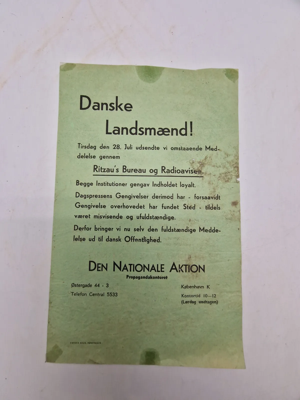 Sjælden original DNSAP løbeseddel