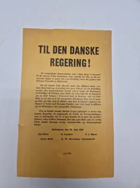 Sjælden original Nazistisk ww2 løbeseddel med overskriften “Til Den Danske Regering”