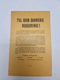 Sjælden original Nazistisk ww2 løbeseddel med overskriften “Til Den Danske Regering”