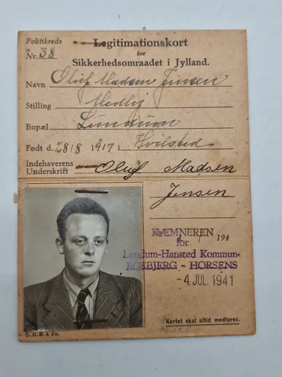 Originalt dansk ID kort - ww2