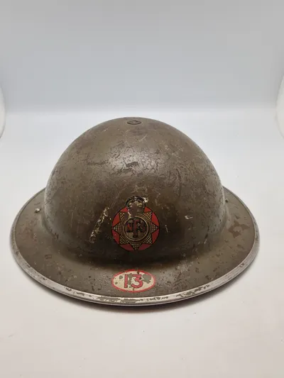 Original WW2 British Home Front Lyndhurst National Fire Service (N.F.S) Steel Helmet