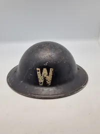 Original Early War Home Front "W" Warden Steel Helmet