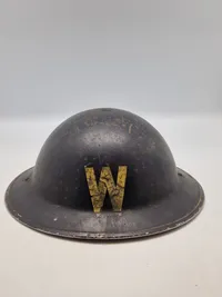 Original Early War Home Front "W" Warden Steel Helmet
