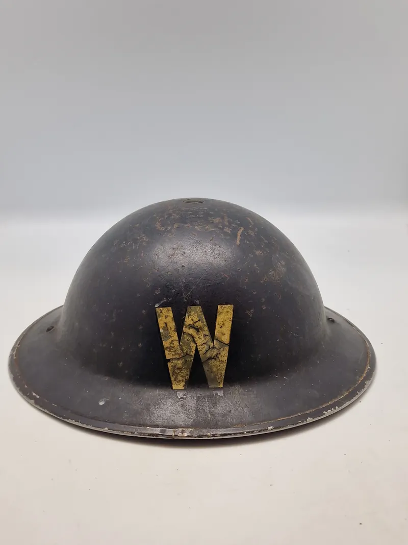 Original Early War Home Front "W" Warden Steel Helmet