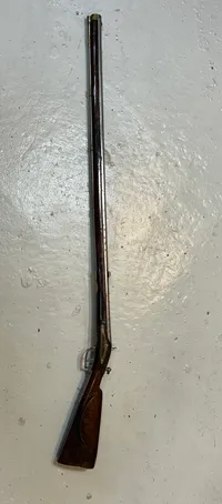 Original lang forlader riffel fra ca 1780, ex flint, et pragtstykke