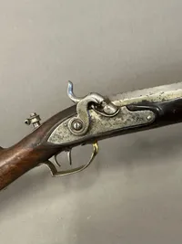 Original lang forlader riffel fra ca 1780, ex flint, et pragtstykke