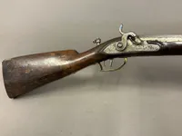 Original lang forlader riffel fra ca 1780, ex flint, et pragtstykke