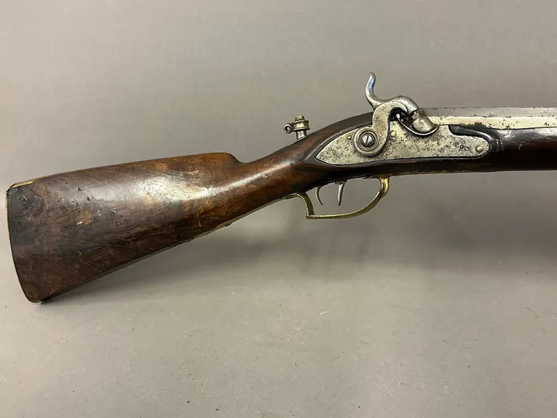 Original lang forlader riffel fra ca 1780, ex flint, et pragtstykke