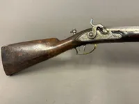 Original lang forlader riffel fra ca 1780, ex flint, et pragtstykke