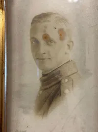 Originalt indrammet foto af Dansk soldat i 1915 uniform