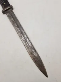 Original tysk K98 bajonet, nedkortet og anvendt til skyttegravskniv