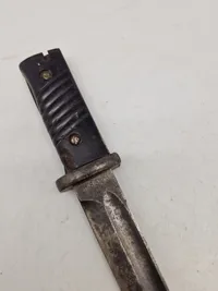 Original tysk K98 bajonet, nedkortet og anvendt til skyttegravskniv