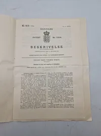 Originale patentbreve mm på aggregat til pibestopning