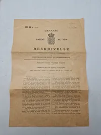 Originale patentbreve mm på aggregat til pibestopning