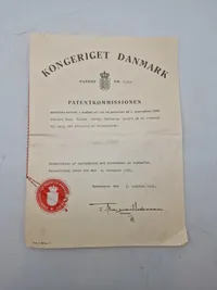 Originale patentbreve mm på aggregat til pibestopning