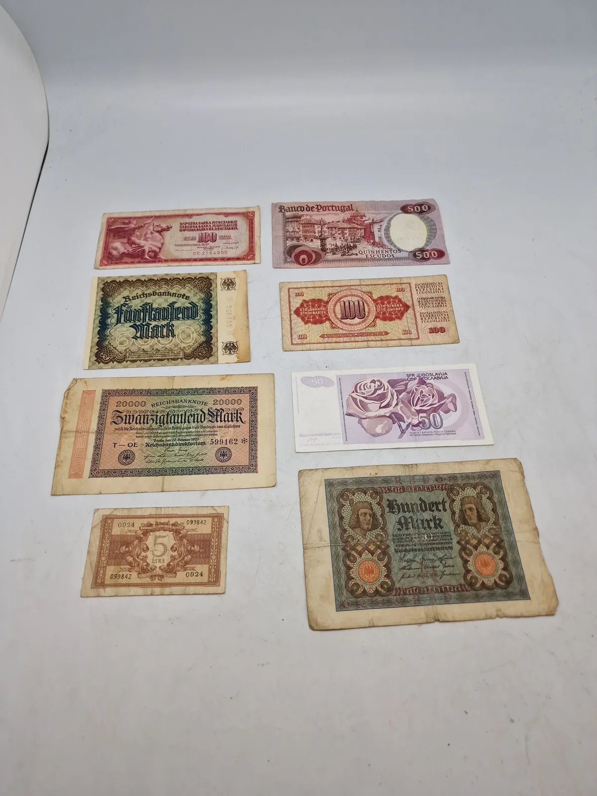 Samling originale tyske pengesedler