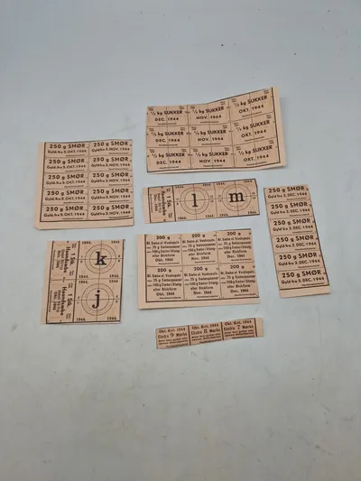 Lot originale rationeringsmærker 1944