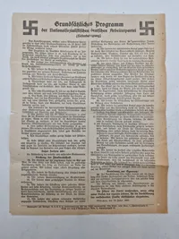 Originalt program fra Deutsches Arbeiterparti -fra 1920 ekstremt tidligt