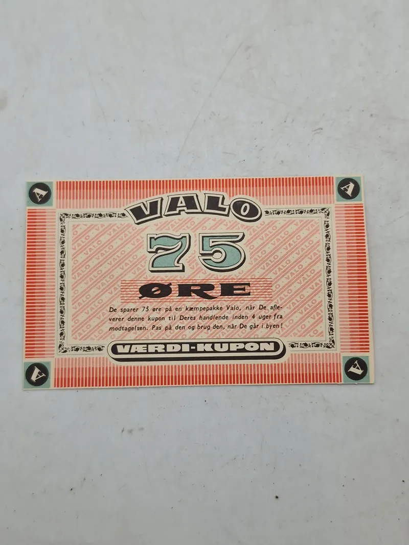 Original Valo reklame seddel
