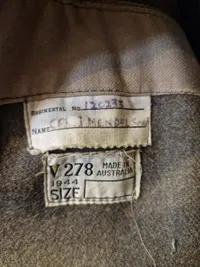 Originalt australsk battledress jakke, ww2 1944 dateret