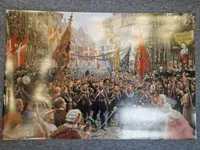 Smukt tryk af soldaterne der vender hjem i 1850