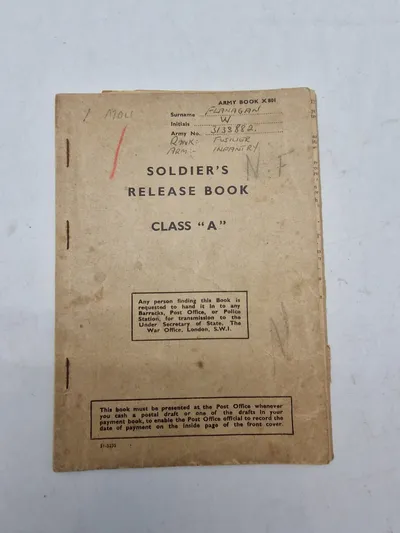 Original SOLDIER'S RELEASE BOOK
CLASS "A"