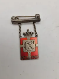 Originalt Georg Jensen kongemærke - Sterlingsølv og emalje