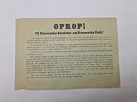 Originalt eks. af Oprop - nedkastet over store danske byer 9 april 1940 (Bemærk at på auktion nummer 109 er der et andet Oprop, men med anderledes udråbstegn
