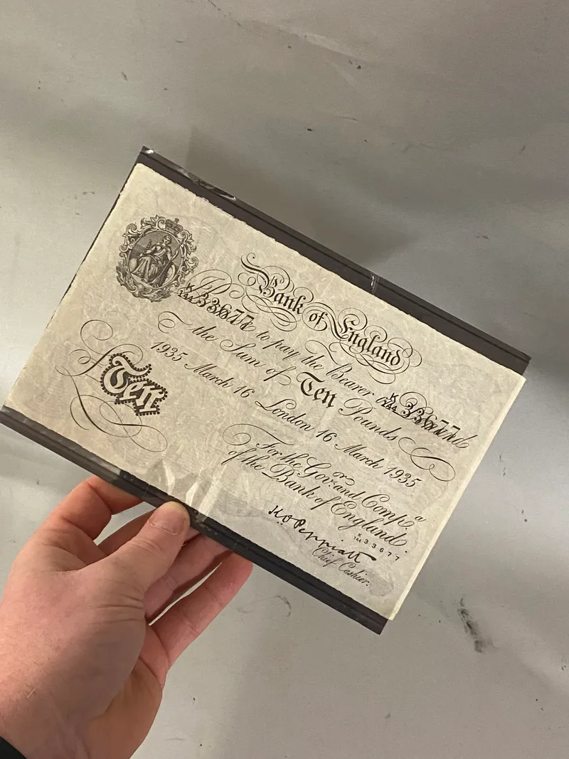 Sjælden original 10 punds seddel (operation Bernhard) læs beskrivelse