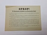 Originalt eks. af Oprop - nedkastet over store danske byer 9 april 1940