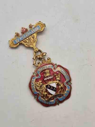 Original Masonic London Royal Institution For Boys 1946 Enamel Medal