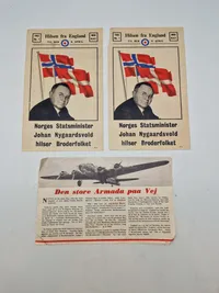 Diverse originale nedkastede flyveblade WW2