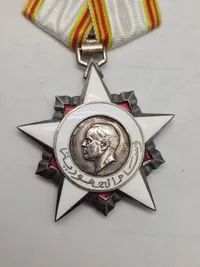 Original tunesisk order  of the republic 1.model (1959-67) med æske samt diverse. Medaljen er af sølv og emalje
