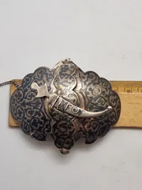 Sjældent originalt russisk kosak bæltespænde fra 1890’erne med russiske sølvstempler