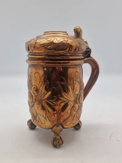 Originalt lågkrus med original ilagt 2 skilling 1771